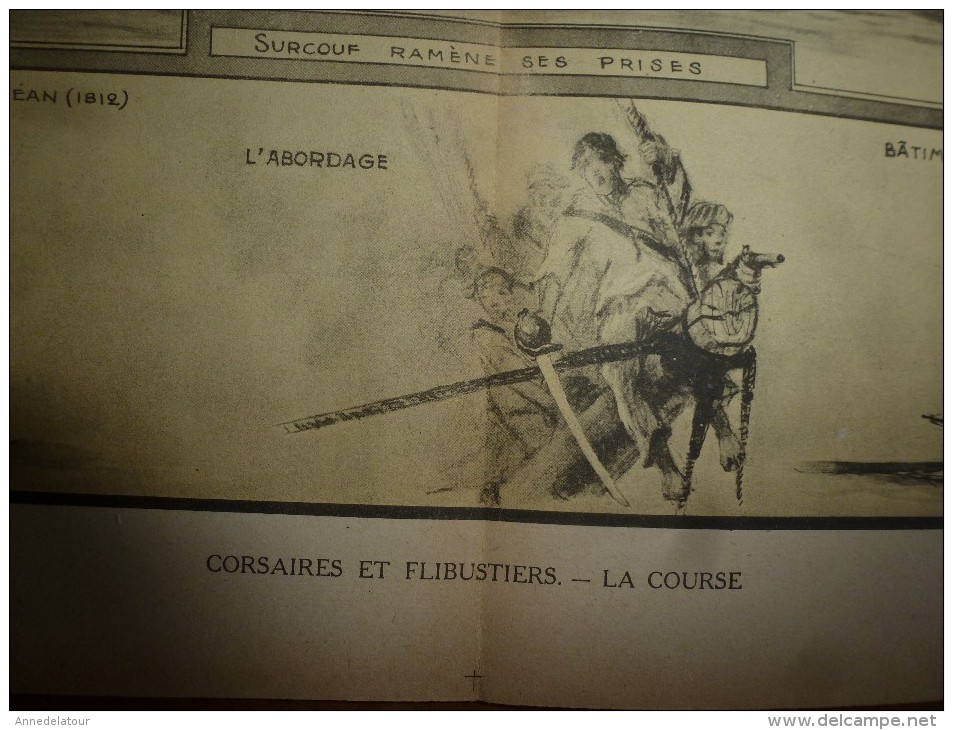 Guerre Navale Illustrée Par Albert Sébille  CORSAIRES (Surcouf,Jean Bart) Et FLIBUSTIERS (dim. Document = 50cm X 33cm - Bateaux