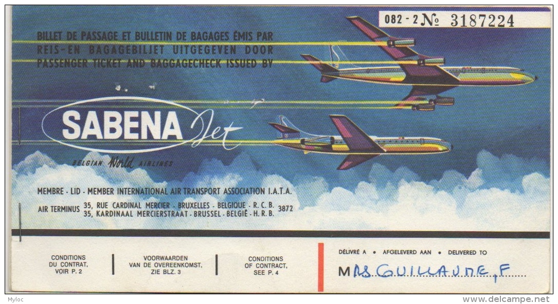 Ticket/Billet D'Avion. SABENA. Brussels/Nice/Brussels. 1962. Publcité Cigarettes Laurens Au Dos. - Europe