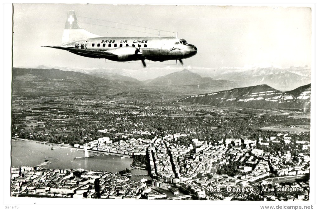 SWISS AIR LINES OVER GENEVA Phot 1961 - Genève