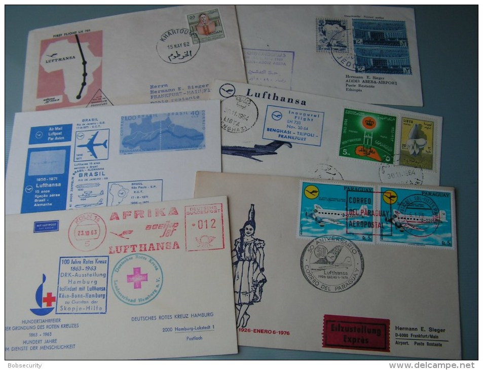 ==  6 Lufhansa Cv. Flights  Aprx. 1963  By Sieger - Lots & Kiloware (max. 999 Stück)