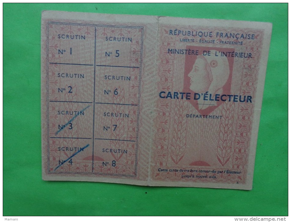 Carte D'electeur 1955 Commune De ..... - Autres & Non Classés