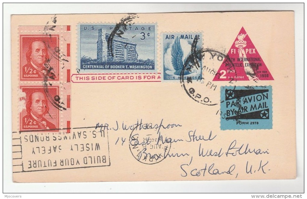 1956 USA Mult Stamps On UPRATED FIPEX Postal STATIONERY CARD To GB Cover - 1941-60