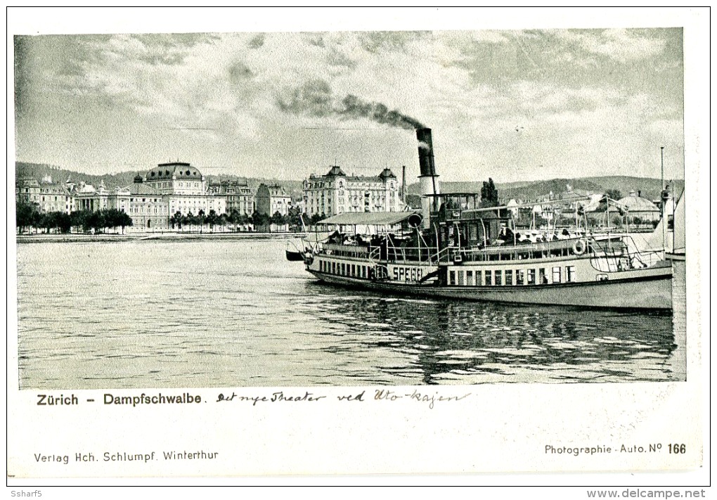 Zürich Dampfschwalbe UTO Quai Mit Schiff SPEER HCH SCHLUMPF Um 1904 - Zürich