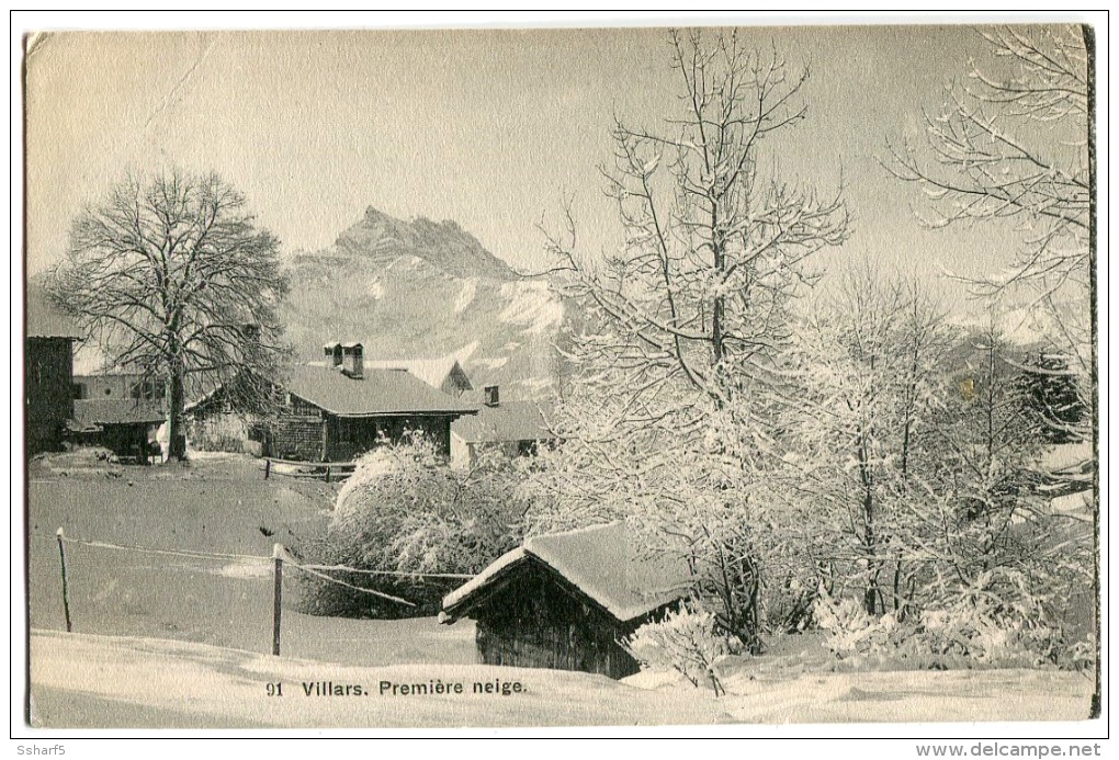 VILLARS-sur-Ollon Première Neige 1912 Beau Cachet - Premier