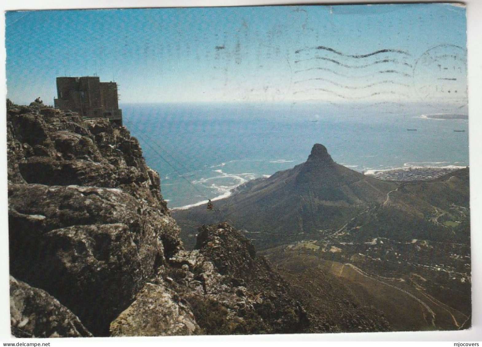 SOUTH AFRICA Postcard UPPER CABLEWAY STATION Mountain Cover Cape To Saudi Arabia Stamps Slogan Save Litre Write Letter - South Africa