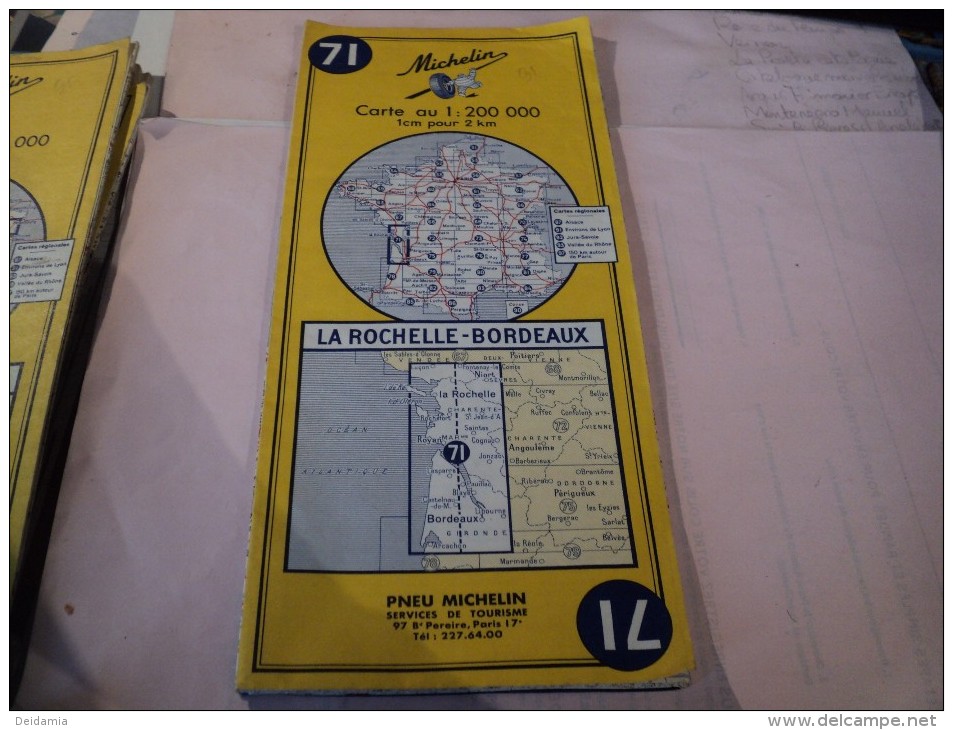 CARTE MICHELIN N°71. LA ROCHELLE / BORDEAUX. 1969. ECHELLE AU 1 / 200 000 - Maps/Atlas