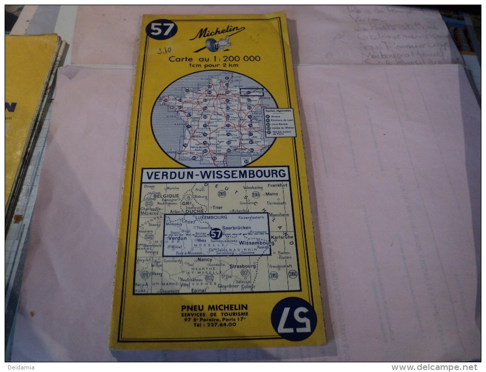 CARTE MICHELIN N°57. VERDUN / WISSEMBOURG. 1971. ECHELLE AU 1 / 200 000 - Kaarten & Atlas