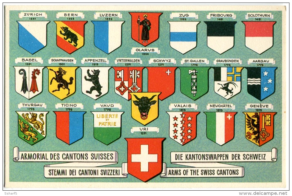 Schweiz Kantonswappen Armorial Des Cantons Stemmi Dei Cantoni C. 1930? - St. Anton