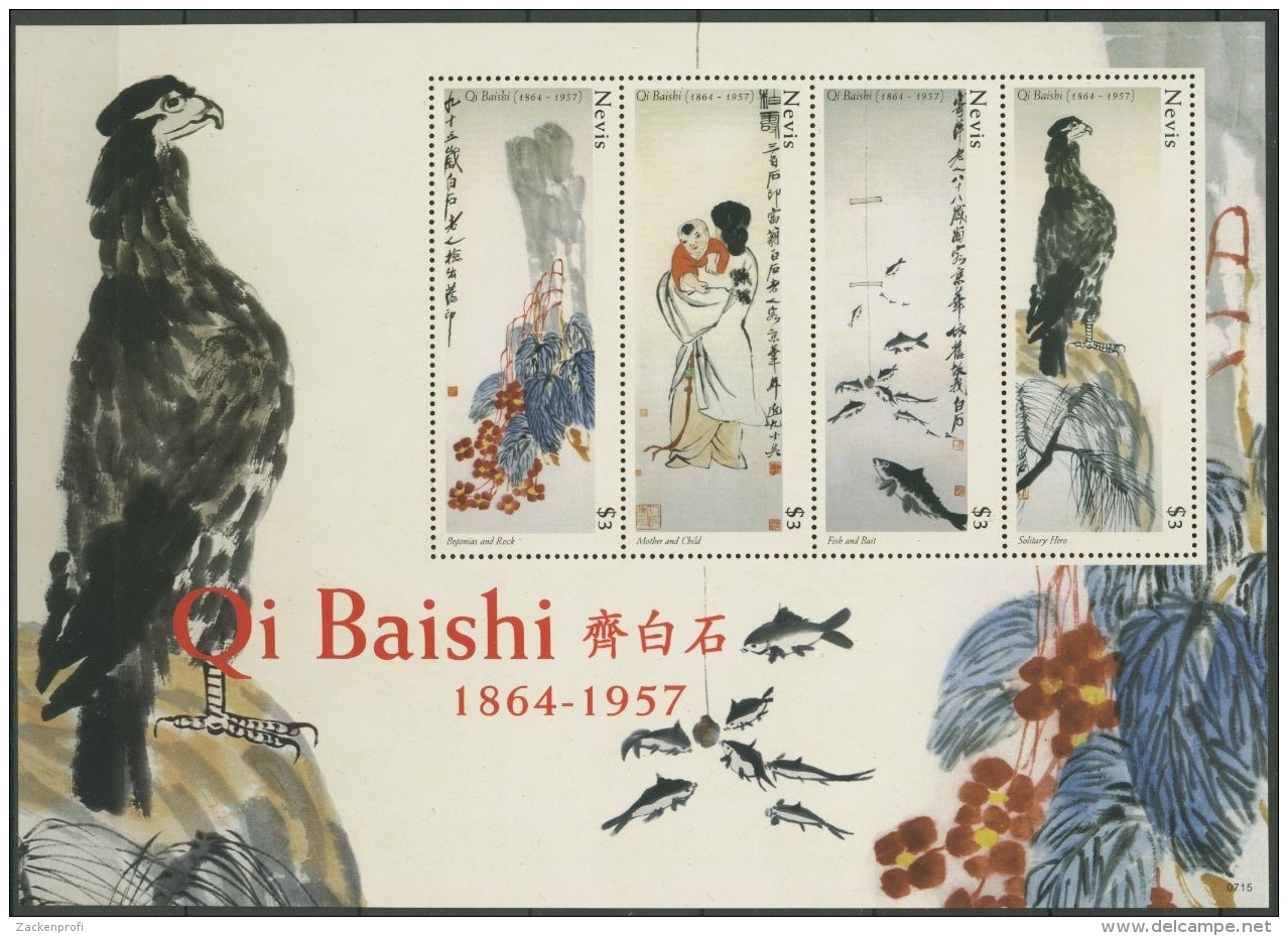 Nevis 2007 50. Todestag Von Qi Baishi Kleinbogen 2238/41 K Postfrisch (SG12246) - Sonstige - Amerika