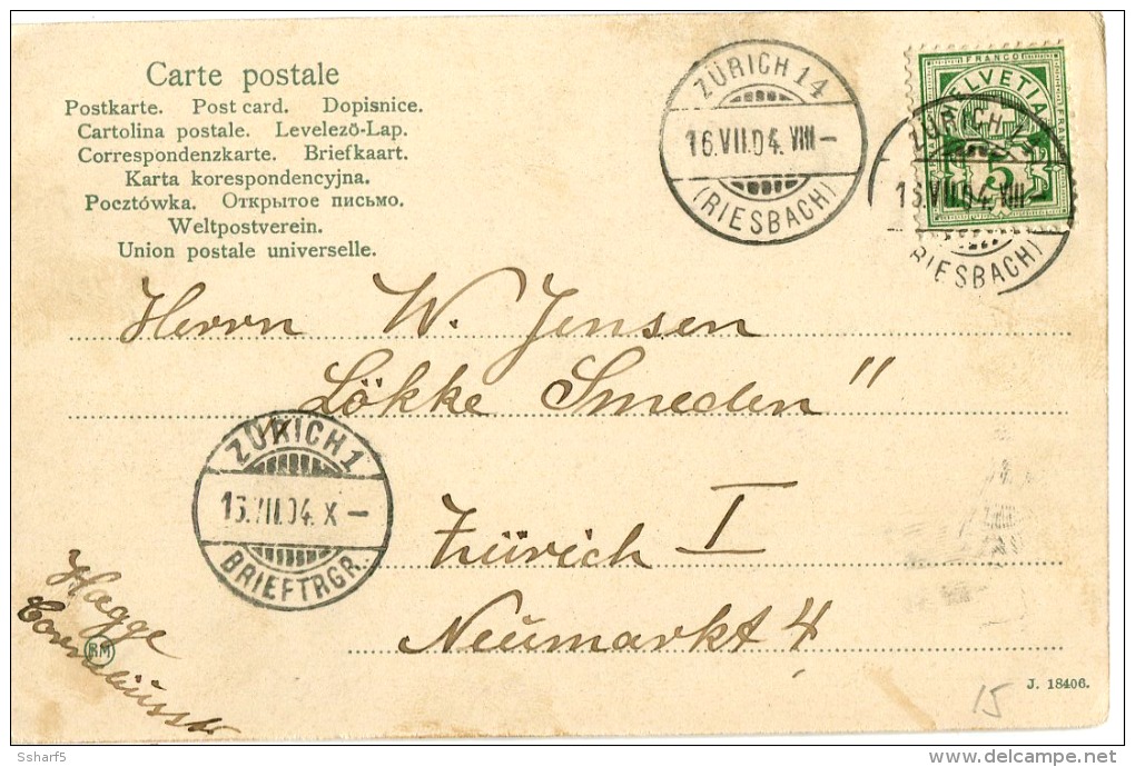 Zürich Gegen Die Alpen Farblitho 1904 Gest. Riesbach - Zürich