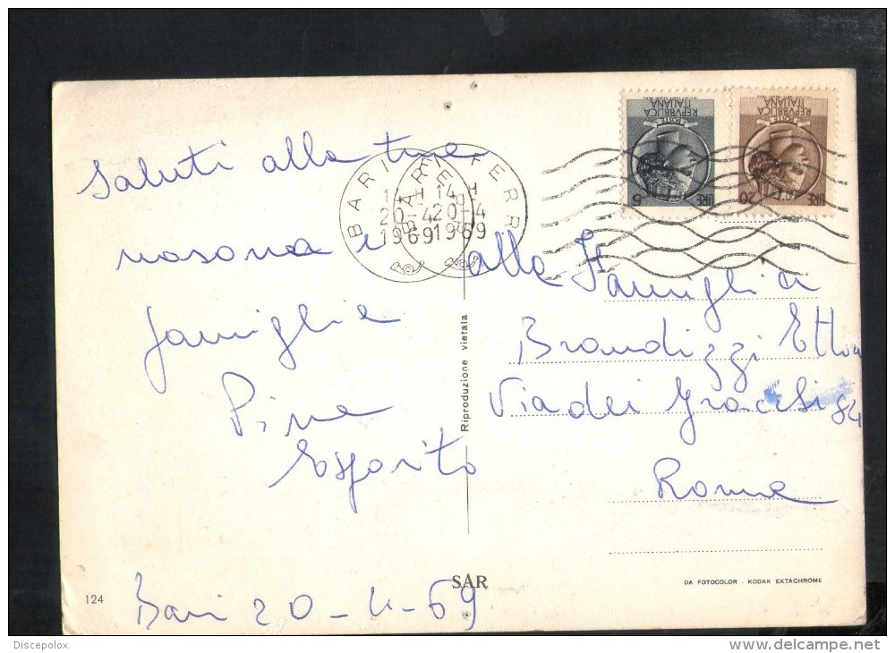 Q1874 CARTOLINA Di Saluti Da Bari - ERRORE, DOPPIO ANNULLO 1969 - Bari