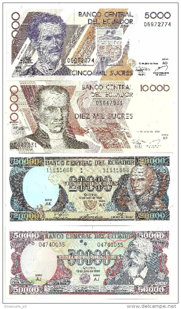 Ecuador Set 5000 / 10000 / 20000 / 50000 Sucres 1999 UNC - Ecuador