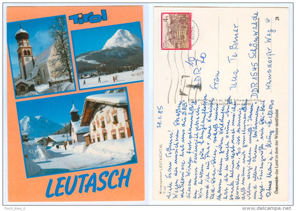AK Tirol 6105 Leutasch Im Leutaschtal Winter Schnee 1985 Gasse Langläufer Langlaufen Tyrol 100 Jahre Risch-Lau Snow - Leutasch