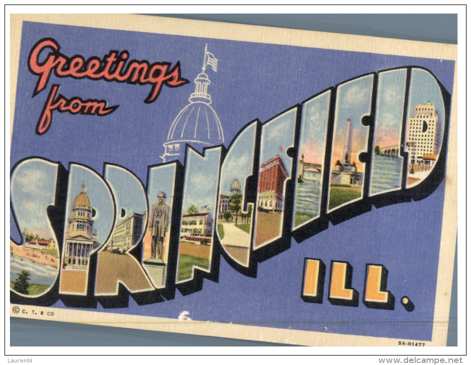 (264) Older Postcard - Carte Ancienne - USA - Greetings From Springfield - Springfield – Illinois