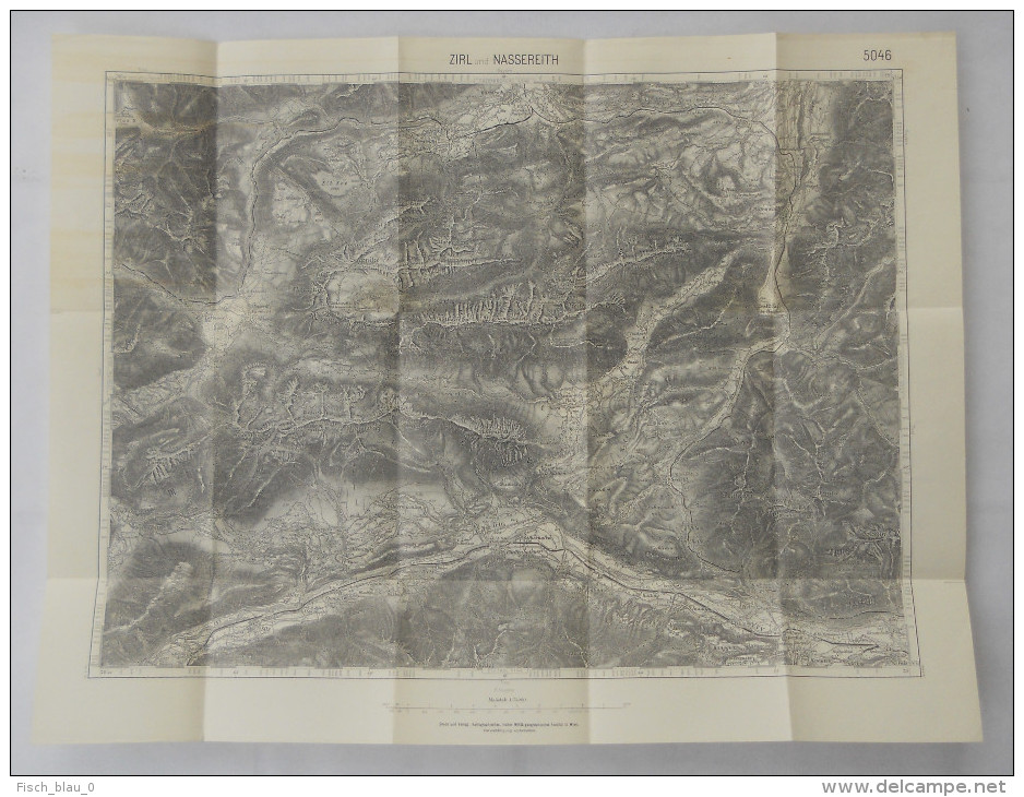 Landkarte Plan Tirol Zirl Nassereith 1:75000 5046 Kartographisches Institut Wien Seefeld Telfs Pfaffenhofen Österreich - Topographische Karten