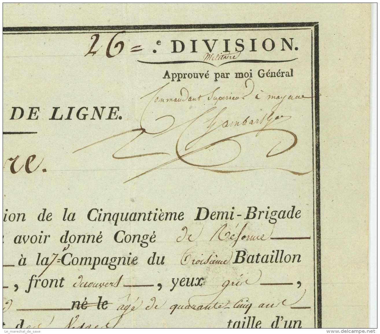 ARMEE GALLO BATAVE - Mainz Mayence 1801 - Generaux CHAMBARLHAC, CHALBOS Et Chef De Brigade HUGUES Colombe Vosges - Historical Documents