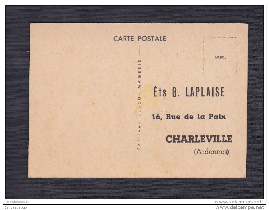 Carte Publicitaire Jesco Imagerie G. Laplaise Charleville ( Walt Disney Mickey Donald Bambi...) - Charleville