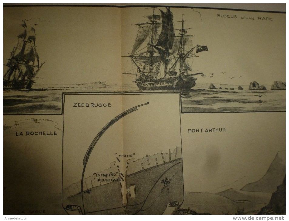 Guerre Navale Grav. Albert Sébille LE BLOCUS ET L'EMBOUTEILLAGE à Zeebruge,La Rochelle,etc (dim. Document = 50cm X 33cm - Boten