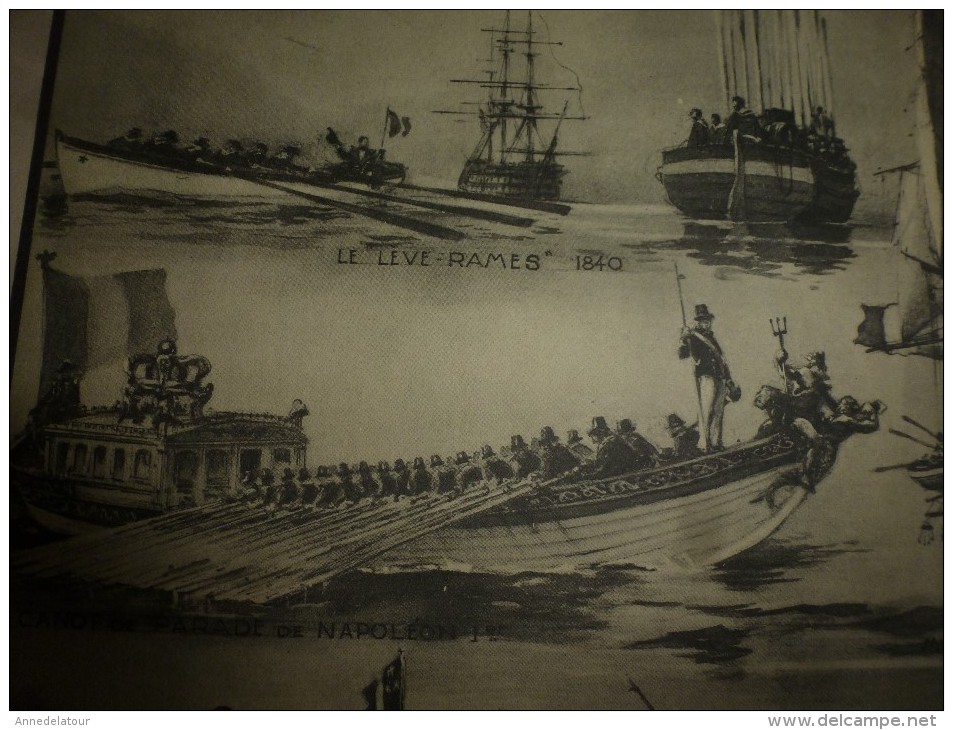 Guerre Navale Grav. Albert Sébille : LES EMBARCATIONS, Mise à La Mer De La Chaloupe, Etc (dim. Document = 50cm X 33cm - Boten