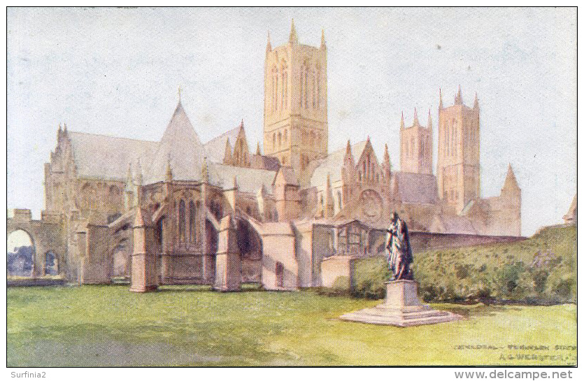 MISCELLANEOUS ART - LINCOLN - CATHEDRAL And TENNYSON STATUE  - A G WEBSTER Art247 - Lincoln