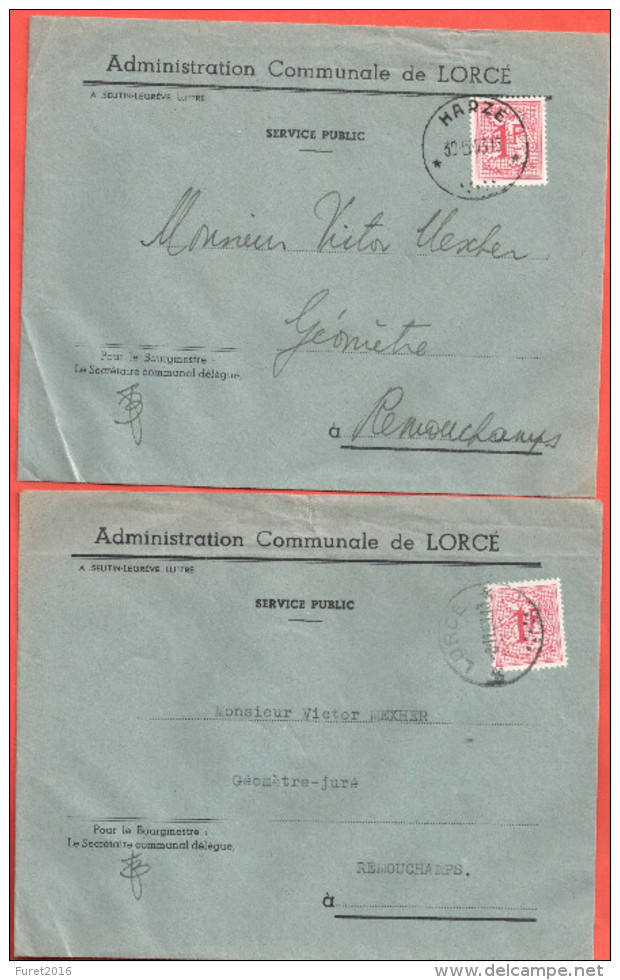 N° 859 /2 Env. Depot Relais  * HARZE * Et * LORCE * - 1951-1975 Heraldieke Leeuw