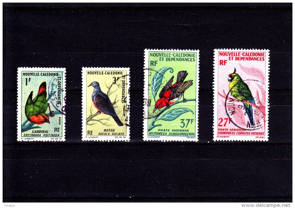 1966 - NLLE. CALEDONIE - O/FINE CANCELLED - OISEAUX , BIRDS  Yv 330/1+PA 88/9  Mi 423/6 - Gebraucht