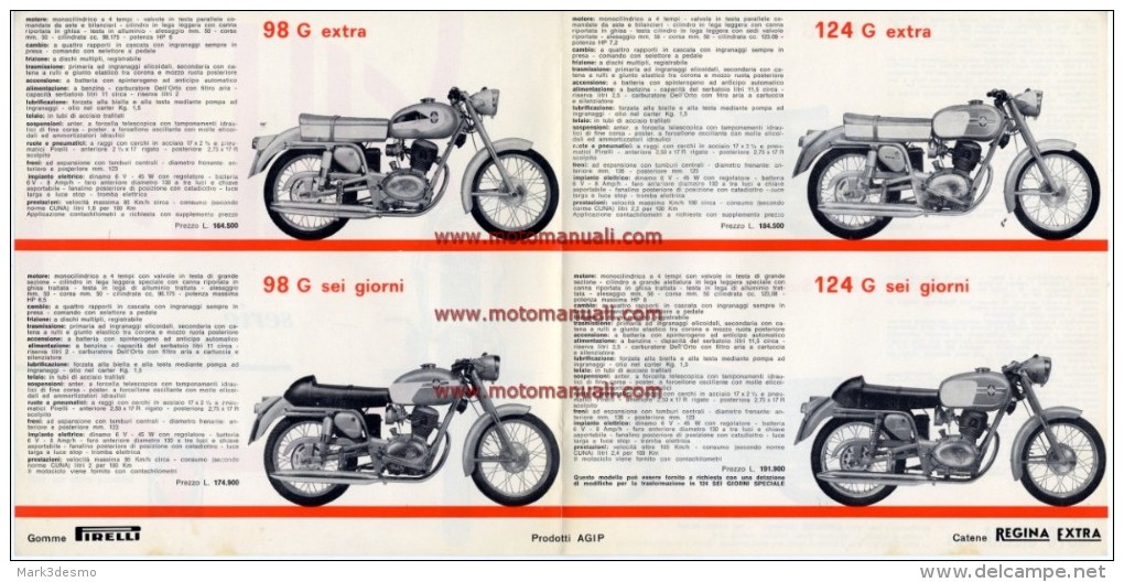 GILERA CATALOGO PRODUZIONE  \ PRODUCTION SERIE GIUBILEO:  Depliant Originale Genuine Brochure Prospekt - Motorräder