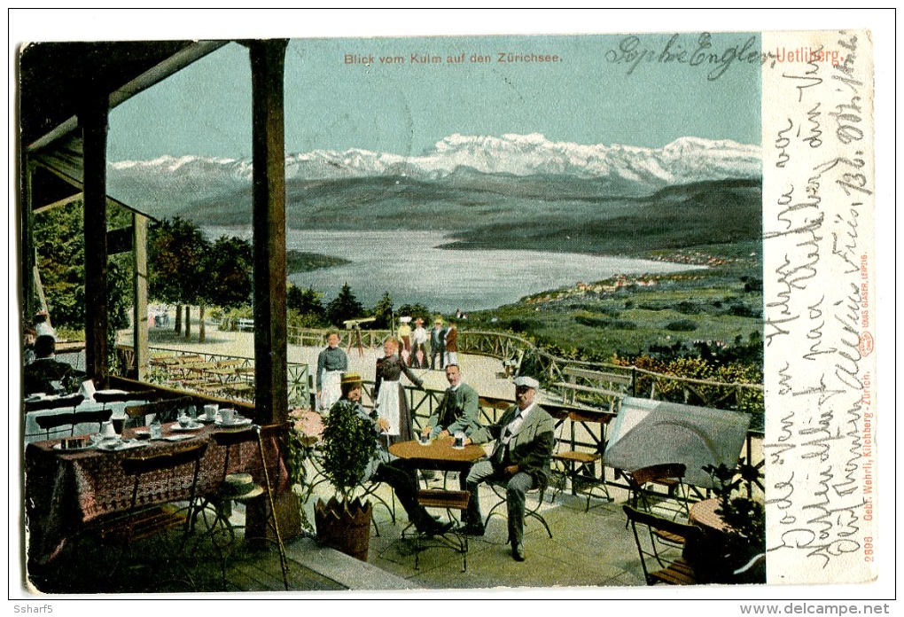 UETLIBERG Café Mit Leben Und Gedeckte Tischen 1904 Farbe - Sonstige & Ohne Zuordnung