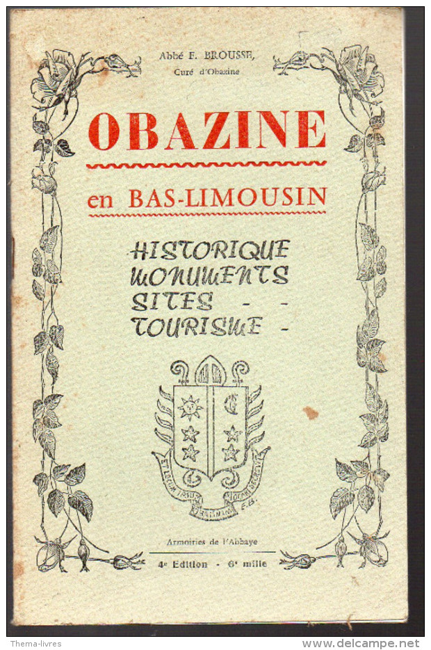 Plaquette OBAZINE (corrèze) 1953 (F.0677) - Dépliants Touristiques