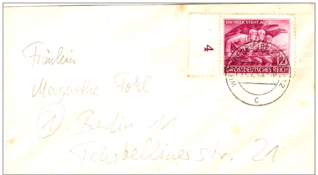 Dt. Reich 908 EF Auf Mini- Brief Von Wittenberge (Bz. Potsdam) 1945 N. Berlin - Storia Postale