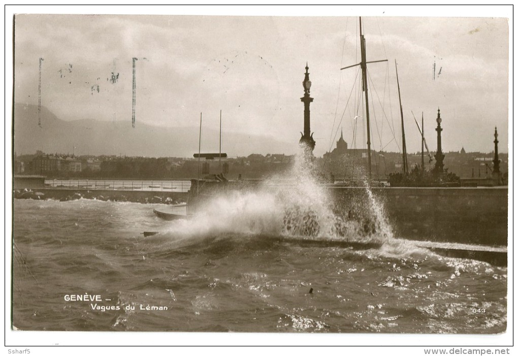 Genève Vagues Du Léman 1913 Avec Cachet 1814 Centenaire De La Réunion De Genève Avec La Suisse 1914 - Genève