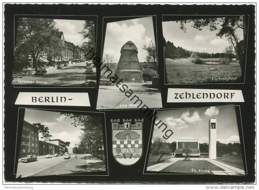 Berlin Zehlendorf - Teltower Damm - Evangelische Kirche - Alte Mühle - Fischtalgrund - Foto-AK Grossformat - Verlag Bild - Zehlendorf