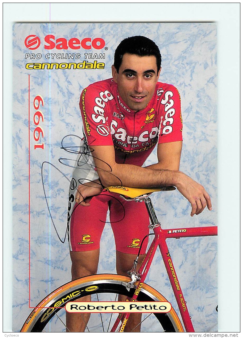 Roberto PETITO , Autographe Manuscrit, Dédicace . 2 Scans. Cyclisme. Saeco - Cyclisme