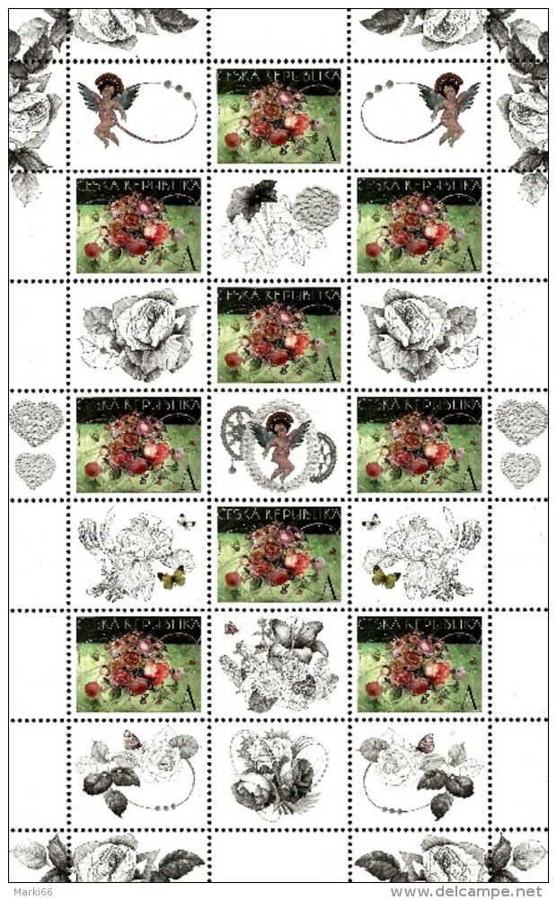 Czech Republic - 2016 - Bouquet Art - Mint Personalized Stamp Sheet With Coupons - Neufs