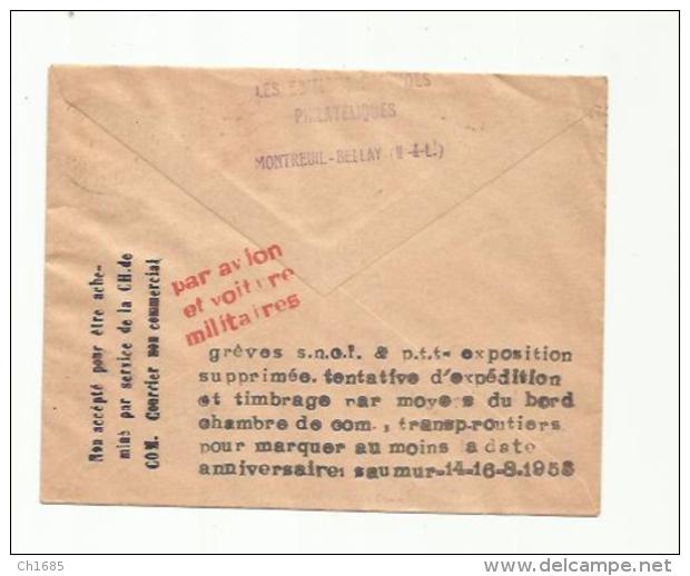 Lettre De Grève  De Saumur  Taxée 4 Frs CaD De Thoiuars Du 11 09 1953 - Dokumente