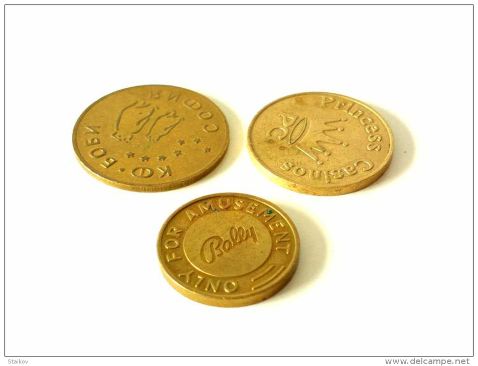 LOT Tokens 3 Pics For Collection CASINO-PRINCESS/KF BOBI HOTEL/BALLY - Casino