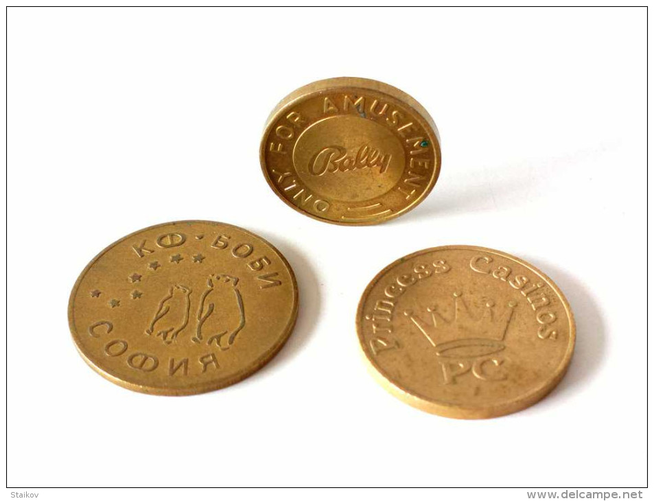 LOT Tokens 3 Pics For Collection CASINO-PRINCESS/KF BOBI HOTEL/BALLY - Casino