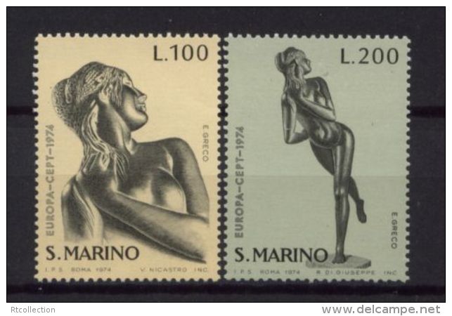 San Marino 1974 EUROPA CEPT Statues Emilio Greco Art Suclpture Nude Stamps MNH SG1002-1003 SC 840-841 Michel 1067-1068 - Sculpture