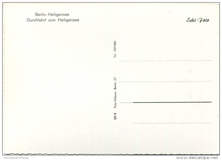 Berlin - Heiligensee - Durchfahrt Zum Heiligensee - Foto-AK Großformat - Verlag Foto-Hübner Berlin - Reinickendorf