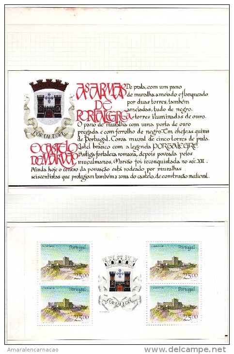 STAMPS -TIMBRES - CARNET - PORTUGAL - CHATEAUX ET ARMES DU PORTUGAL - ARMES DE PORTALEGRE - CHATEAU DE MARVÃO - Non Classés