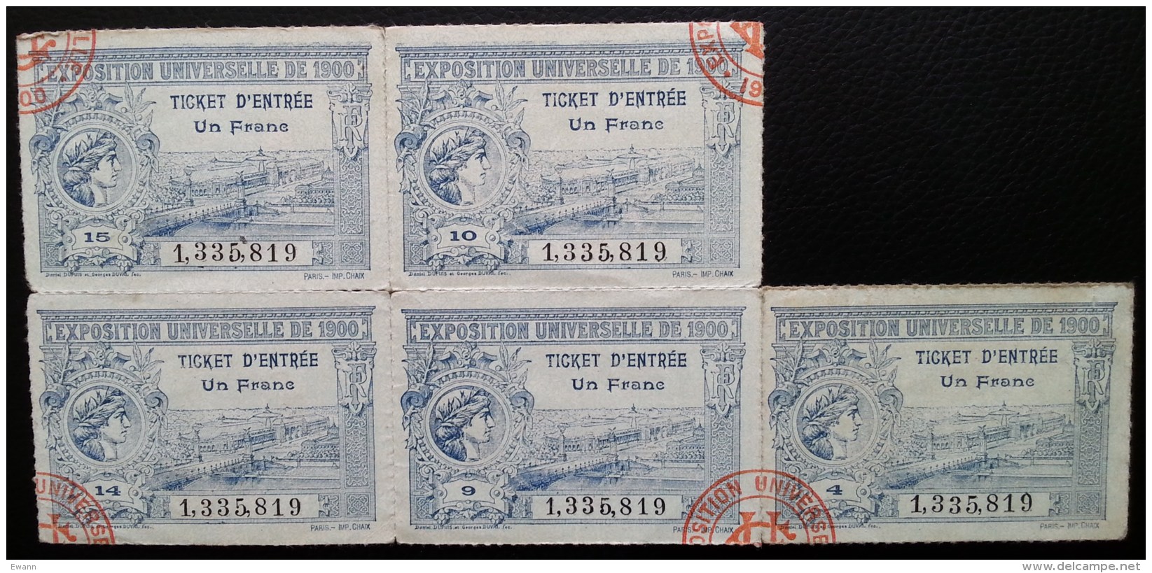 5 Tickets D´entrée EXPOSITION UNIVERSELLE 1900 - Tickets - Vouchers