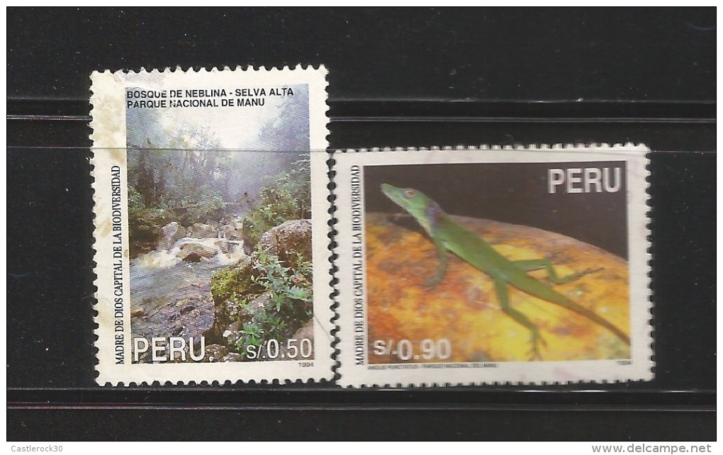 E)1995 PERU, BIODIVERSITY, FOREST, ANIMAL,  MANU NATIONAL PARK, ANOLIS PUNTATUS, HORIZ, 1128, 1229, A489, COMPLETE SET, - Perú