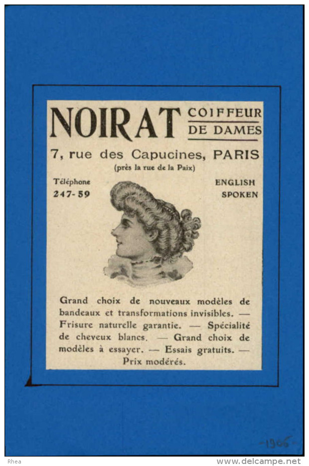 COIFFEURS - CHEVEUX - Pub Issue D´une Revue De 1906 Collée Sur Feuille - Publicités