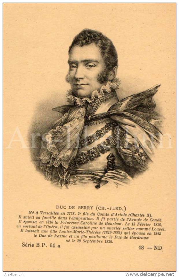 Postcard / CP / Postkaart / Ed. Lévy Et Neurdein Réunis / Paris / Charles-Ferdinand D´Artois / Duc De Berry - Historical Famous People