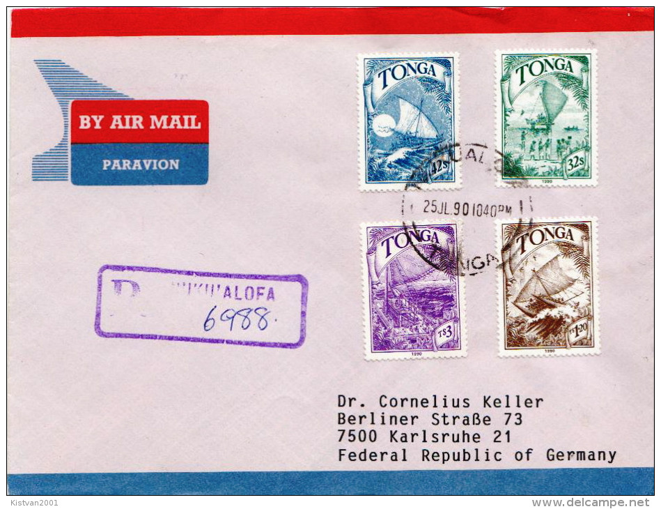 Postal History Cover: Superb Tonga R Cover With Polynesian Voyages Of Discovery Set - Tonga (1970-...)