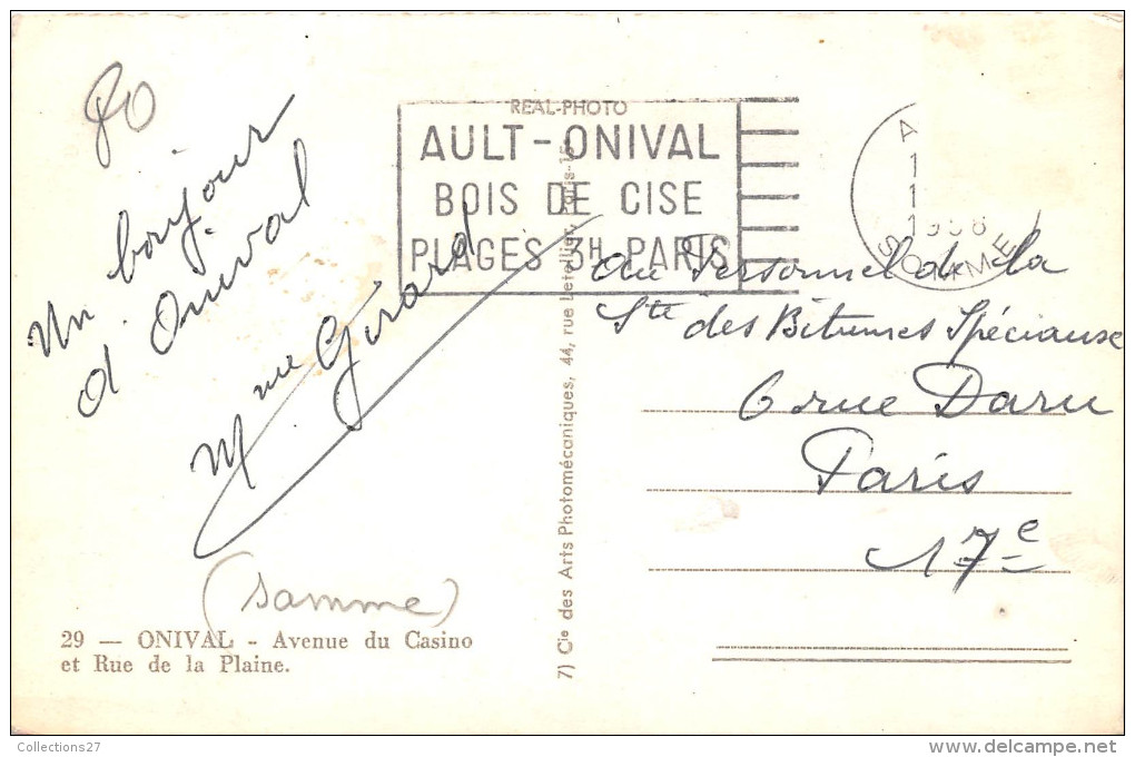 80-ONIVAL-  AVENUE DU CASINO, ET RUE DE LA PLAINE - Onival