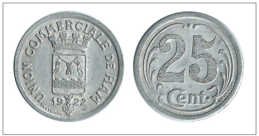 N2466 - Ham: Union Commerciale: 25 Ct 1922 - Monétaires / De Nécessité
