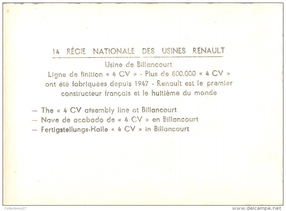 92-BOULOGNE -BILLANCOURT -20 PETITES CARTES DE DIMENSSION ( 9X6,5) USINE RENAULT BILLANCOURT -VOITURE - Boulogne Billancourt