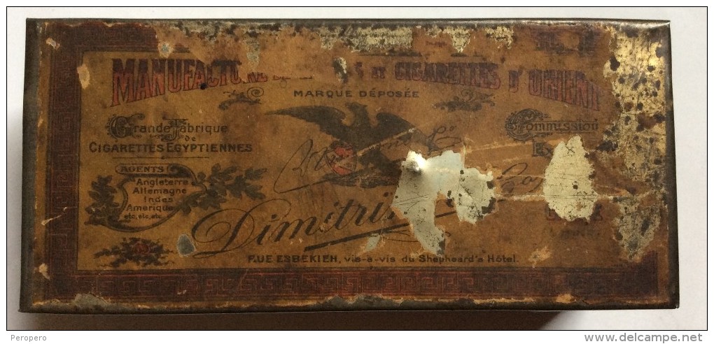 Empty    Box    TIN  Box      CIGARETTES   D' ORIENT  EGYPT   DIMITRINOS  CAIRE - Empty Tobacco Boxes