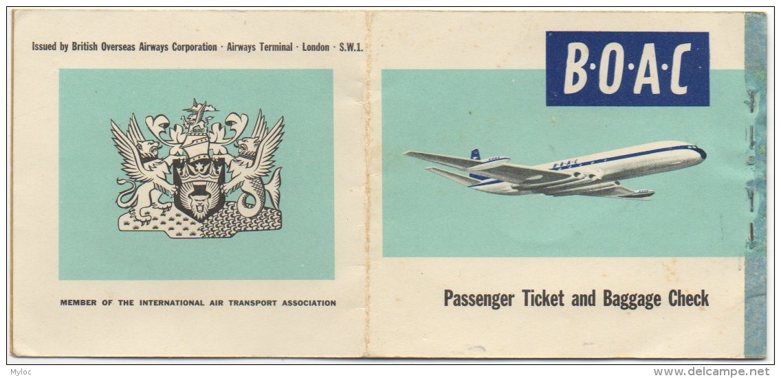 Ticket/Billet D'Avion.B.O.A.C. British Overseas Airways Corporation. Tripoli/Benghazi. 1962. - Wereld